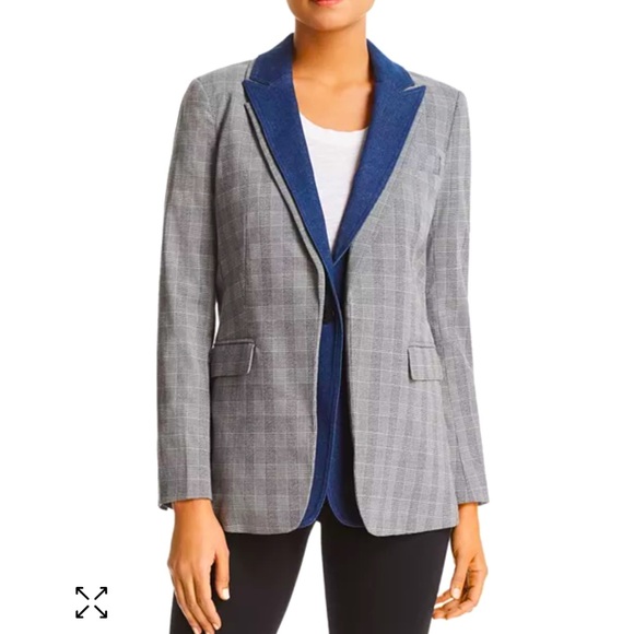 Kenneth Cole Denim Lapel Glen Plaid Blazer Sz US S - Picture 1 of 17